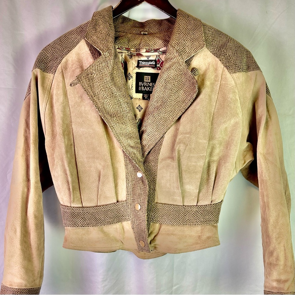 Vintage 80s Suede Women's Tan Bomber Jacket Size Medium